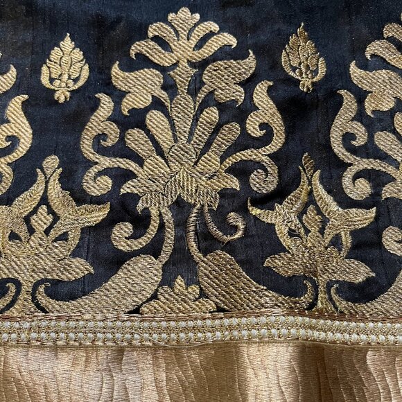 Black Indian Silk saree - Tussar silk saree with Heavy embroidery work Item desc - Picture 10 of 14